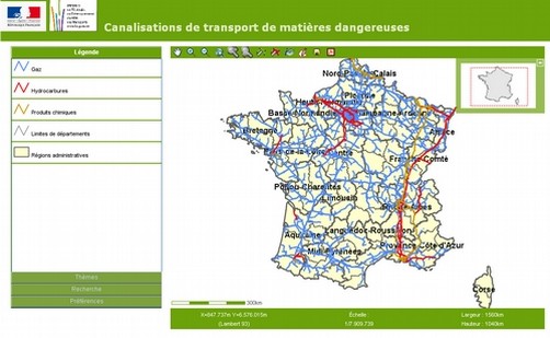 Cartographie des canalisations de transport en Auvergne-Rhône-Alpes