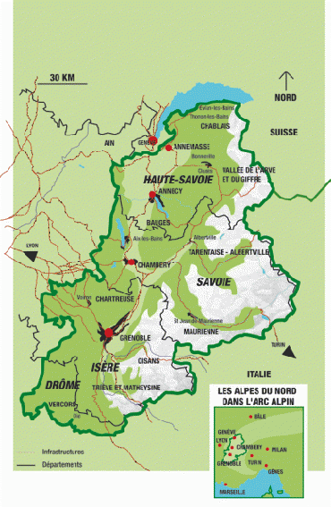 carte des alpes du nord