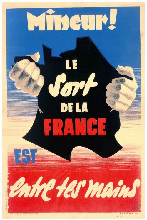 Affiche de la « bataille du Charbon » après la 2nde Guerre Mondiale