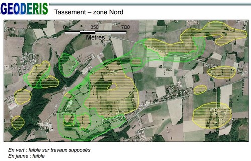 Exemple de carte "mouvement de terrain" aléa tassement Exemple de carte