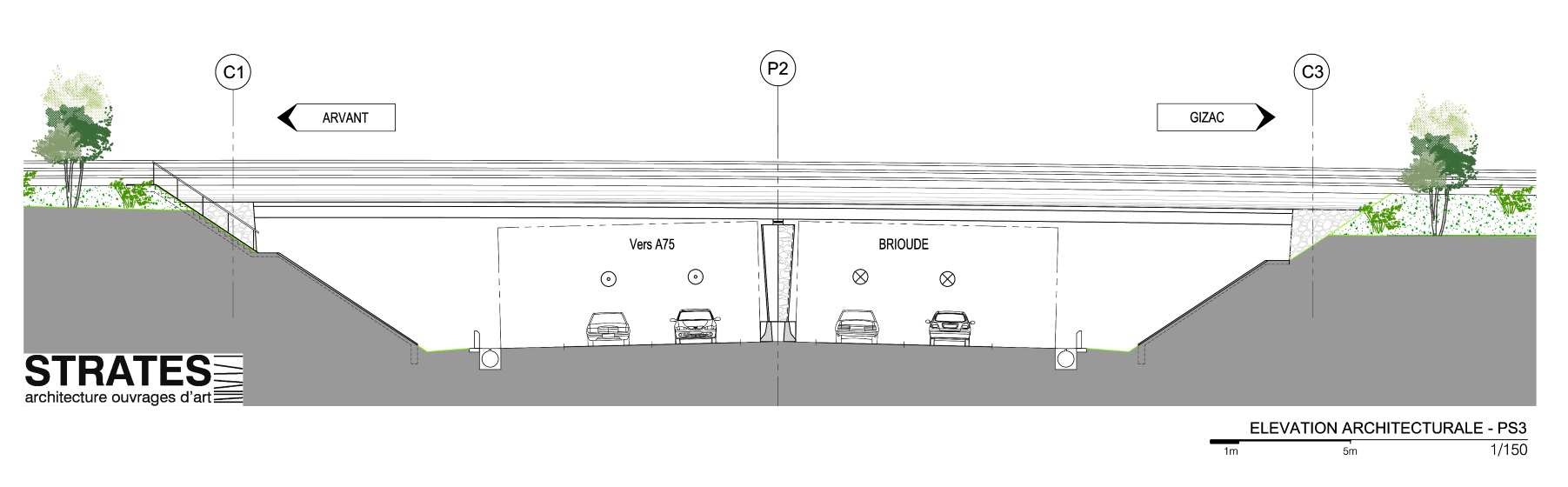 Coupe du pont routier PS n°3 (similaire au PS n°9)