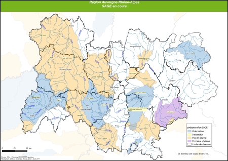Télécharger la carte des SAGE de la région Auvergne-Rhône-Alpes