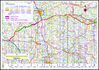 Carte des aménagements actuels de la RCEA dans l’Allier