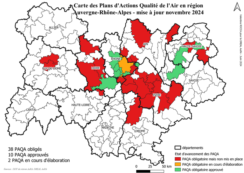 État d'avancement des PAQA en Auvergne-Rhône-Alpes
