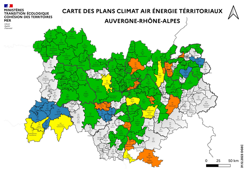 Les PCAET en région Auvergne-Rhône-Alpes - décembre 2023