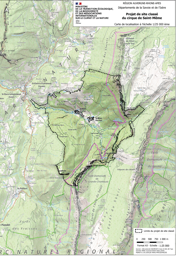 Carte de localisation - Projet de site classé du cirque de Saint-Même