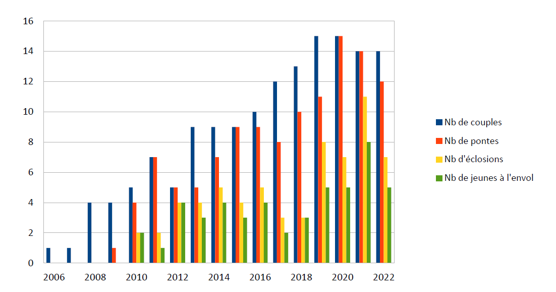 Paramètres de reproduction du Vautour moine dans les Baronnies de 2006 à 2022